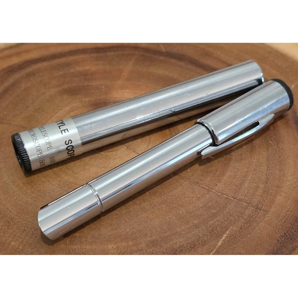 Vintage Style Scope 10x Telescope 50x Microscope Pocket Tool Chrome Silver
